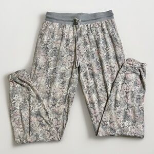 Snakeskin Print Lounge Pants‎ Gray Pink Drawstring Waist Cozy Joggers Small